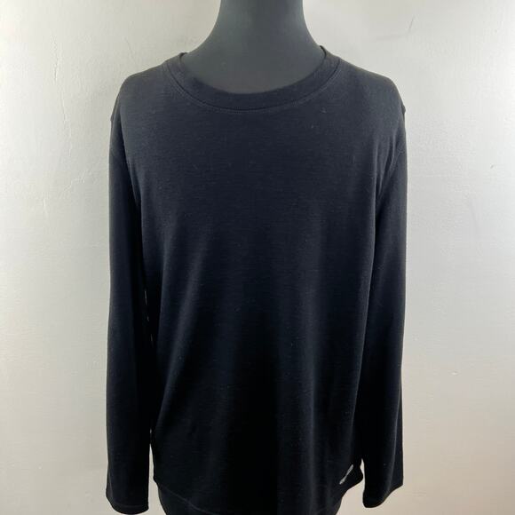 Omni Wool Mens Base Layer Top Black Long Sleeve Crewneck Shirt Thermal Size L - Picture 4 of 9